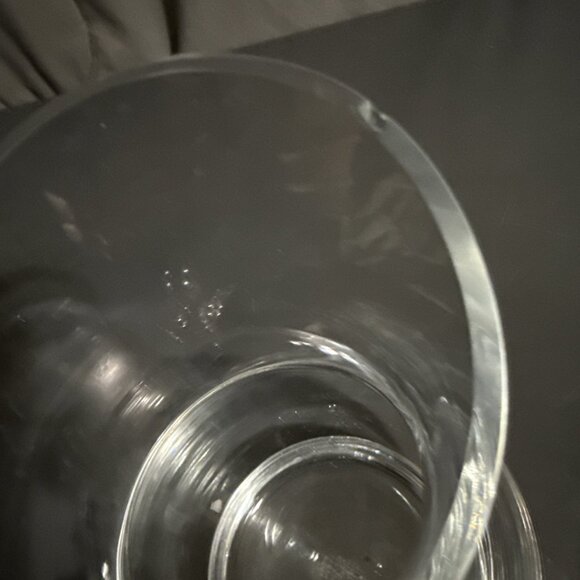 Vintage 1980s LENOX CRYSTAL Clear Glass 6x4 Pitcher TINY LIP CHIP - Picture 2 of 15